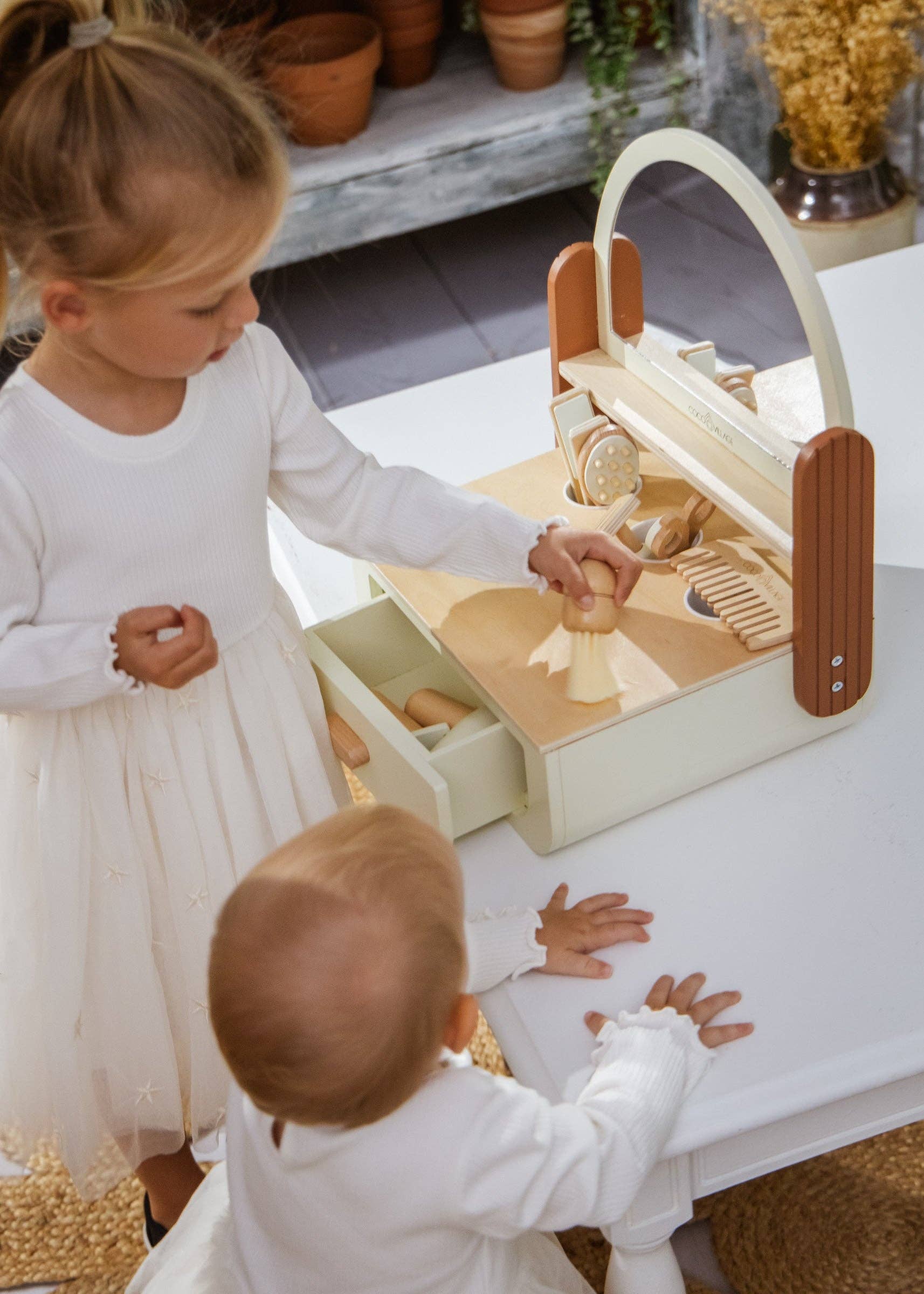 Houten Beauty Salon | Stylistenset met föhn, schaar en kappersaccessoires