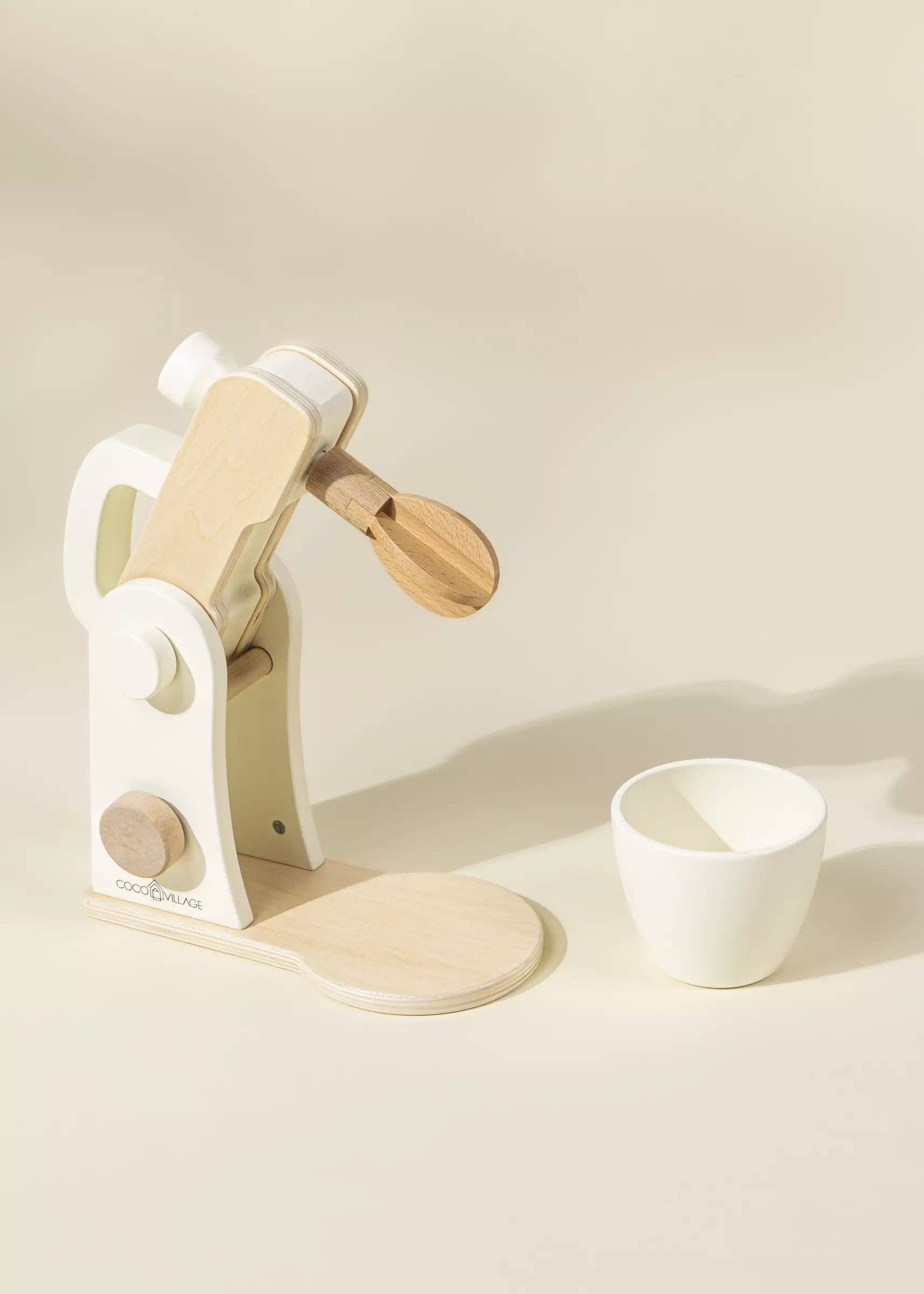 Wooden Stand Mixer Playset | Realistic mixer with milk carton, flour and egg