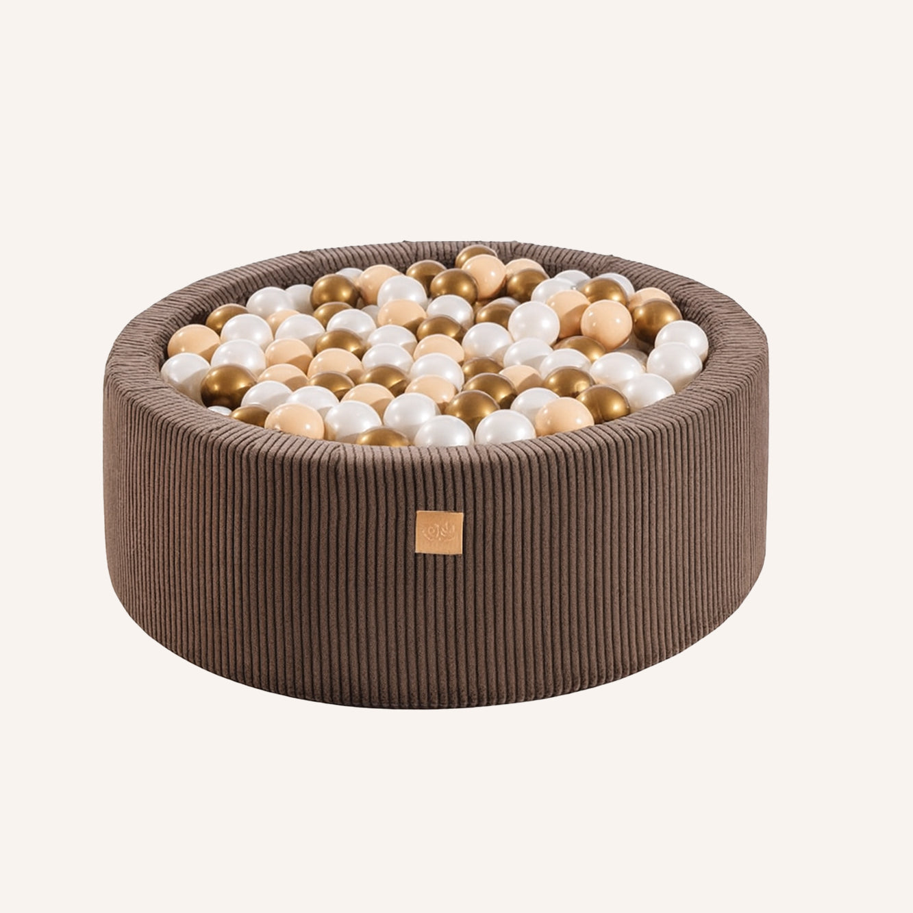 Bruine Ronde 90x30cm met 200 Witte/Copper Ballen - Ballenbak