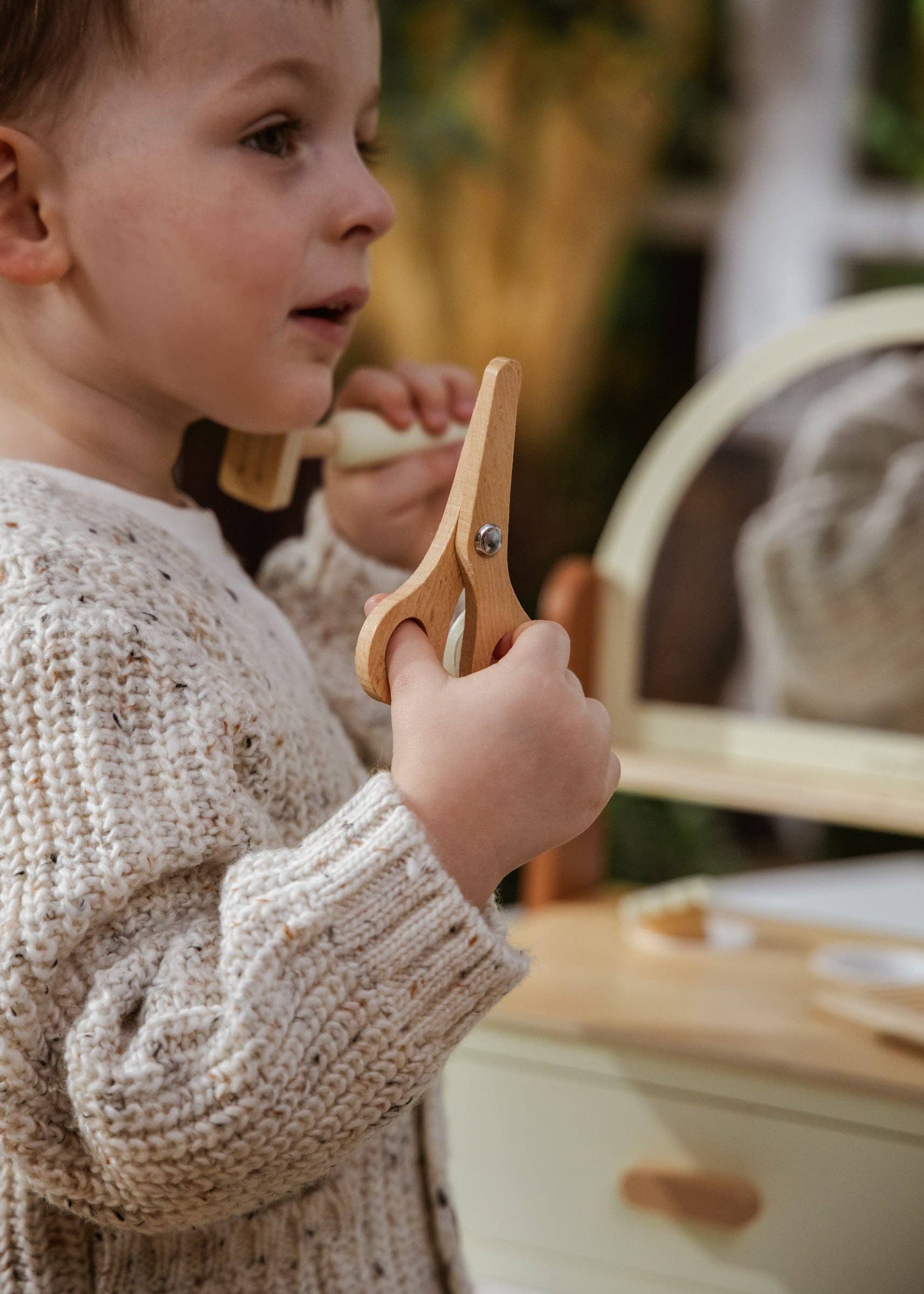 Houten Beauty Salon | Stylistenset met föhn, schaar en kappersaccessoires