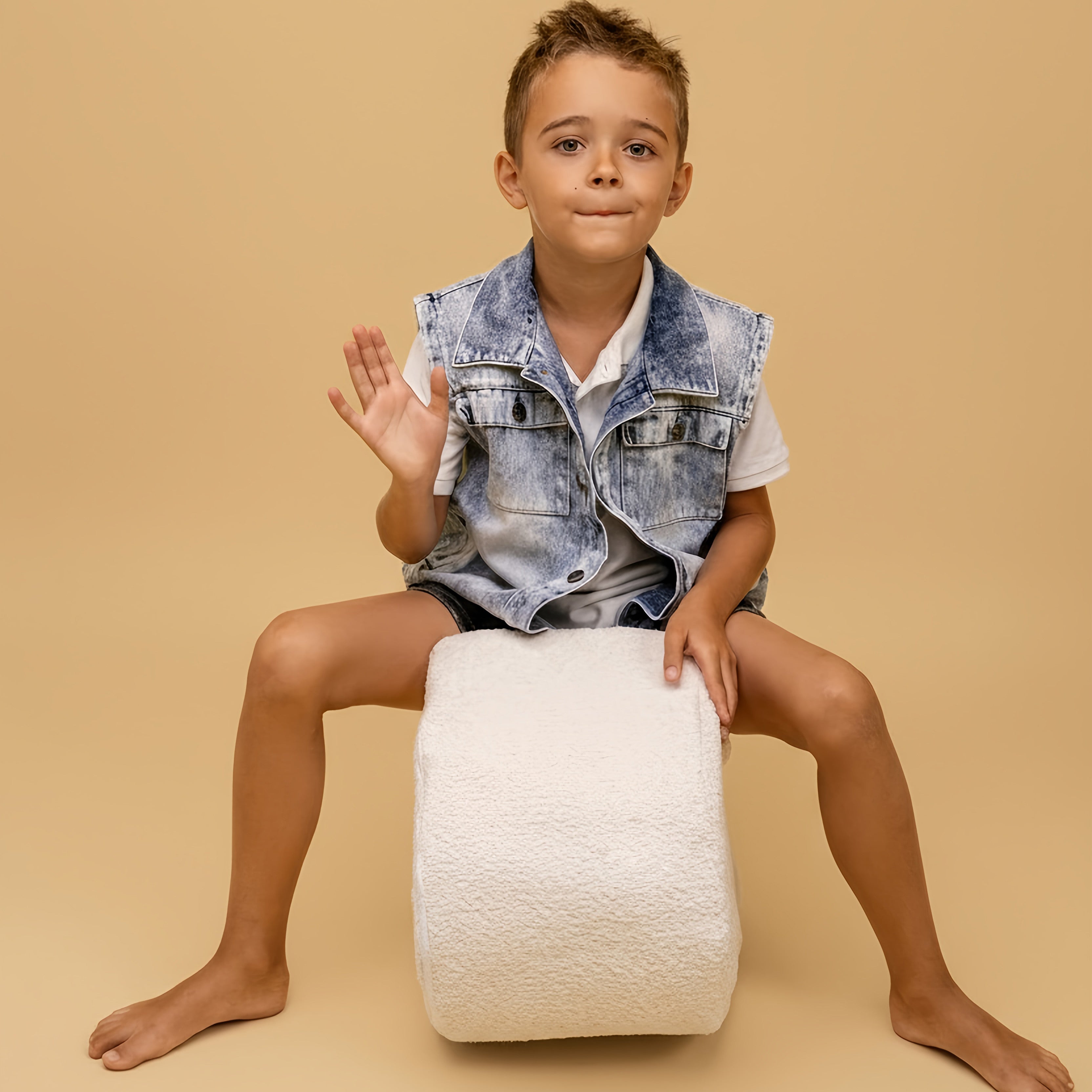 Bean Shape Foam Module - White Boucle