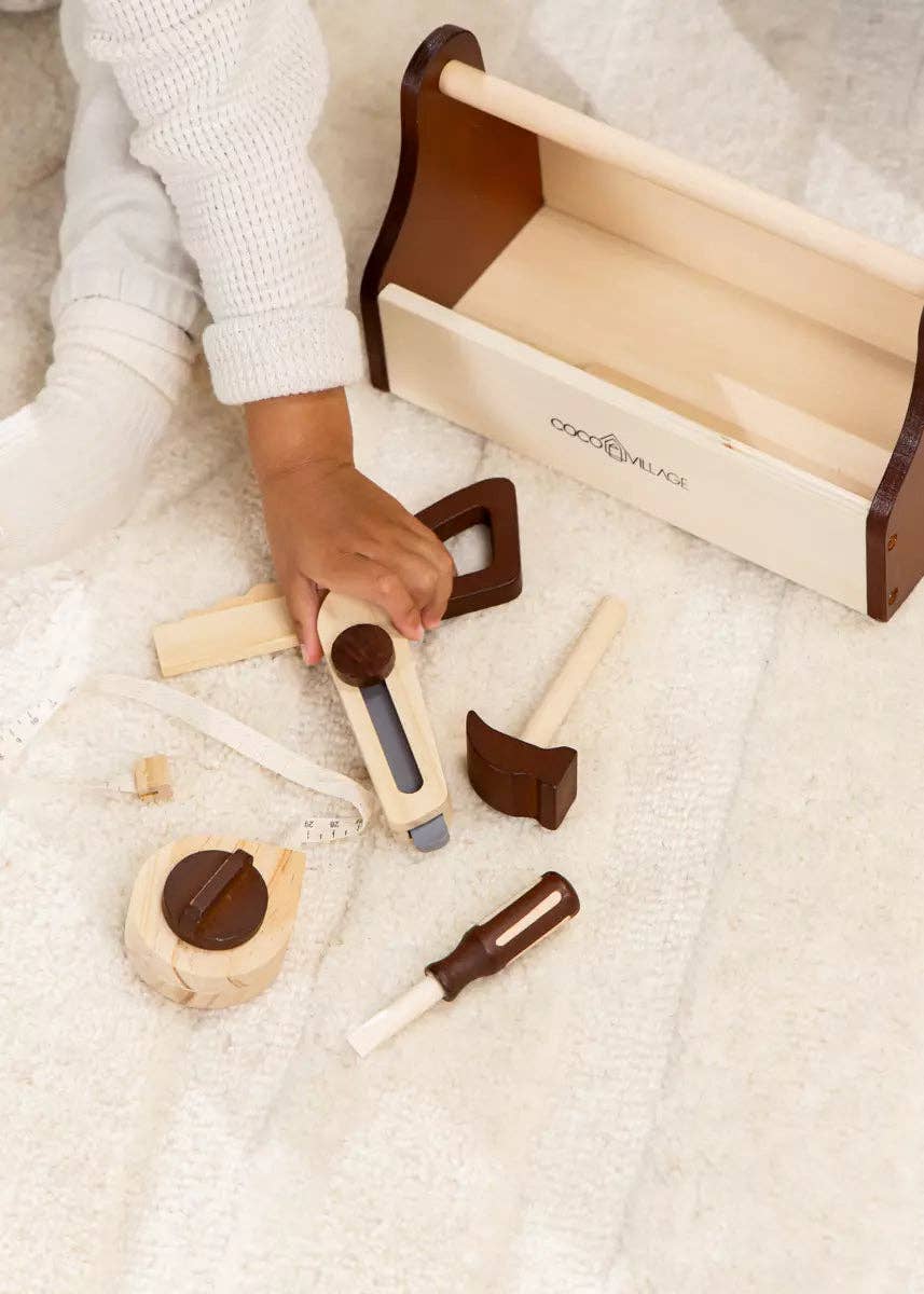 Houten Gereedschapsspeelset | Starterset met kist, zaag, hamer en meetgereedschap