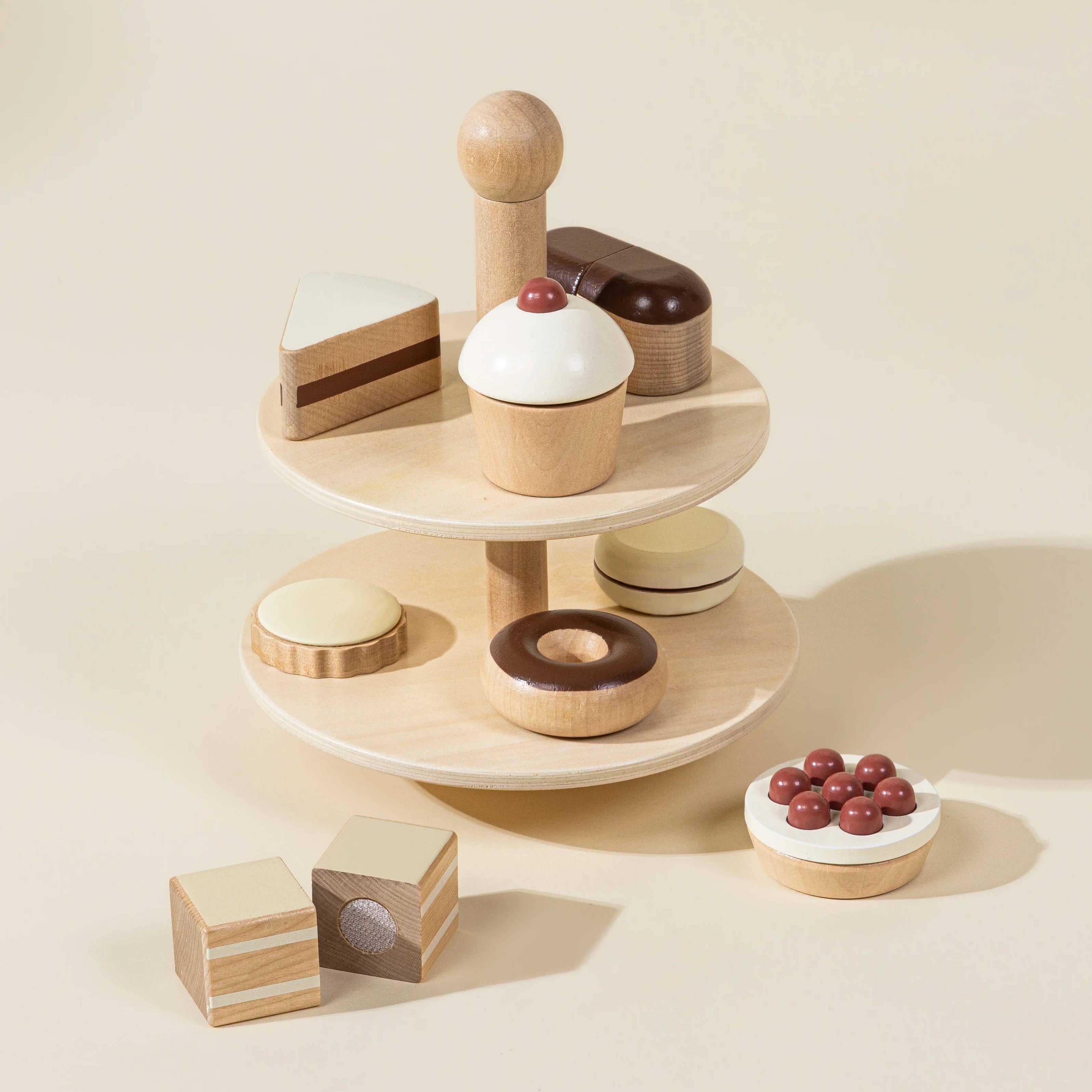 Houten Desserttoren | Speeltoren met 8 kleurrijke zoete lekkernijen