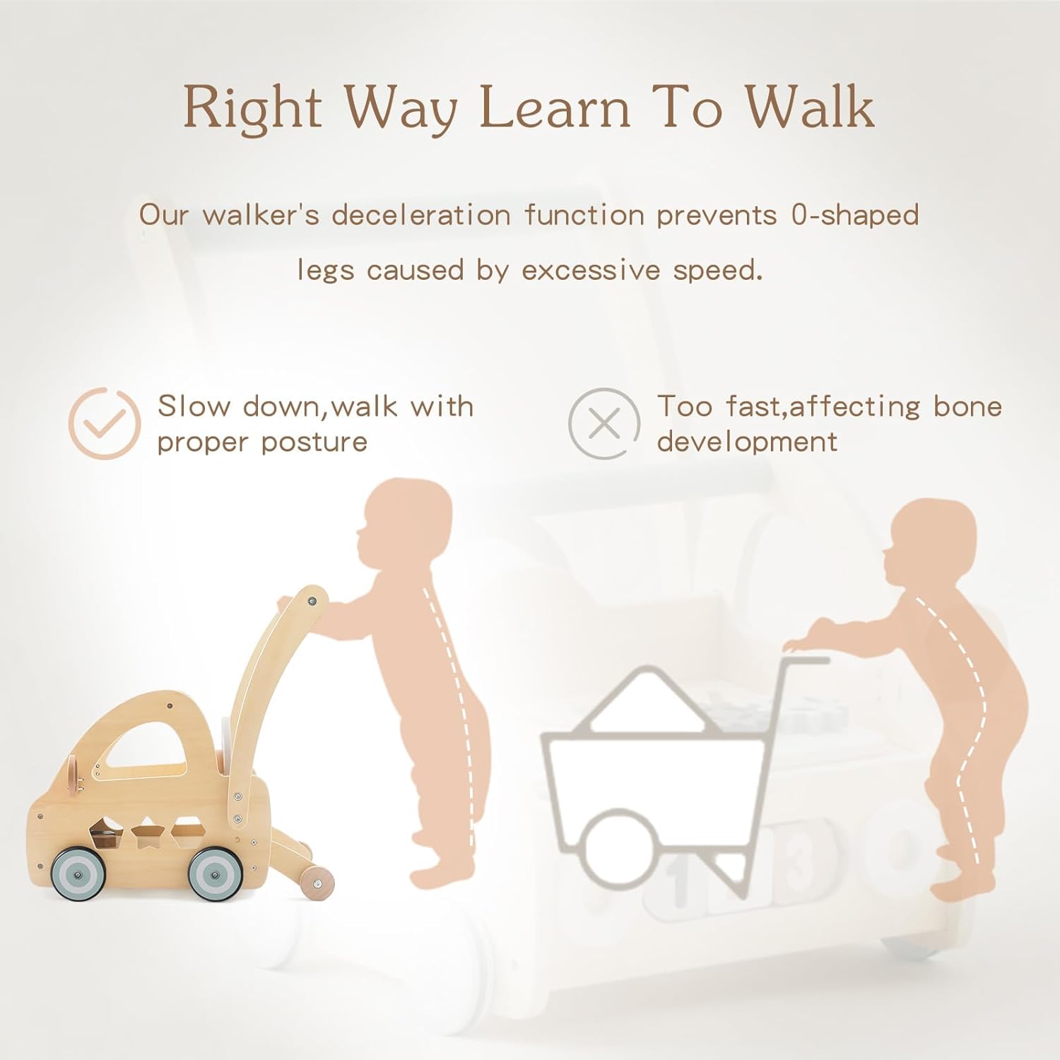 Andador ergonómico de madera Montessori
